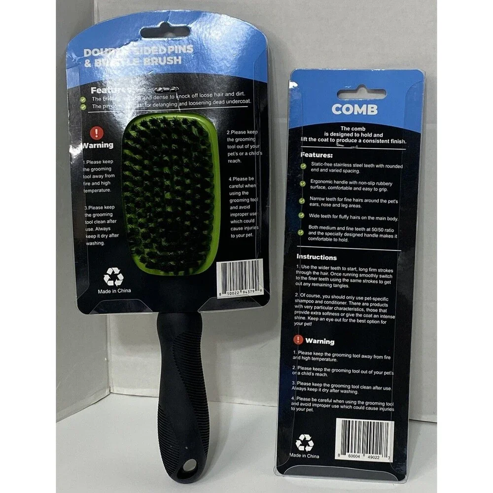 RexiPets Double Sided Pins & Bristle Brush & Comb For Dogs & Cats New
